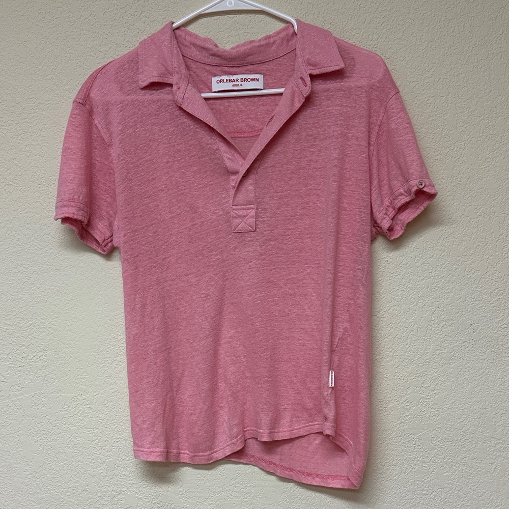 Orlebar Brown Pink Collared polo shirt top size S